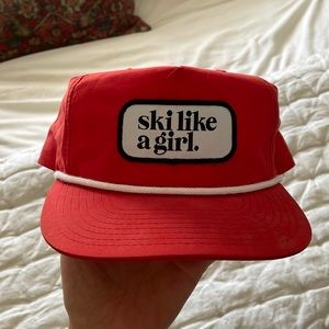 Red ski like a girl hat